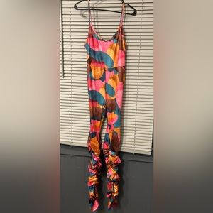 Ruched bottom multi color jumpsuit